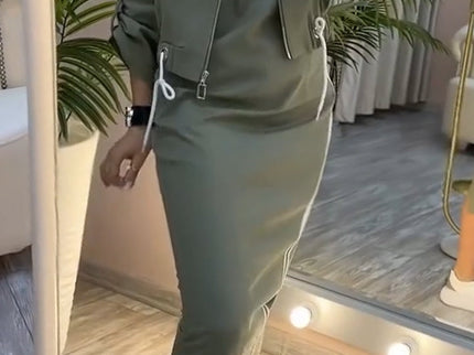 Feyra™ - Lässiges und Stilvolles Set mit Rundhalsausschnitt-Kleid und Jacke für Damen
