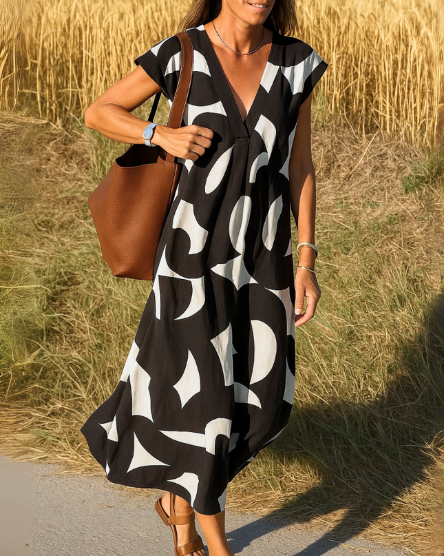 Azura™ – Ibiza Style Bequemes und Fließendes Kleid mit V-Ausschnitt