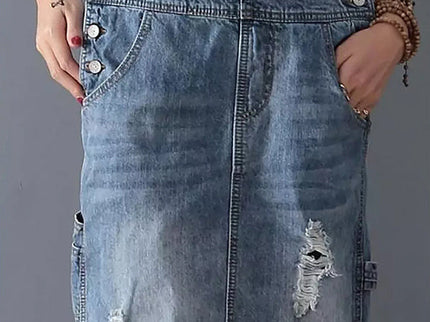 Frayla™ – Abgenutztes Jeanskleid mit Schlitz hinten