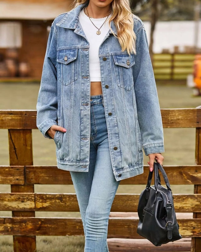 Lidi - Button Down Jeansjacke aus gewaschenem Denim