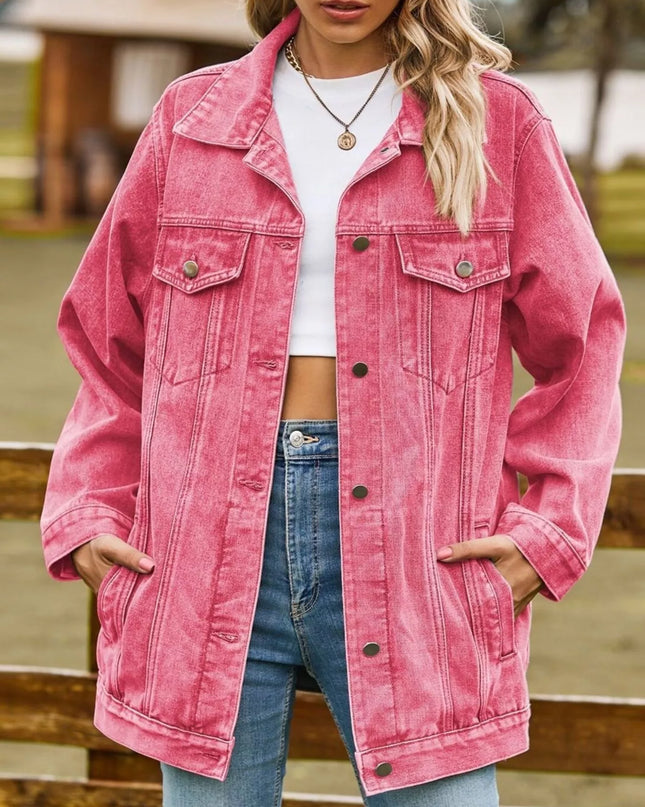 Lidi - Button Down Jeansjacke aus gewaschenem Denim