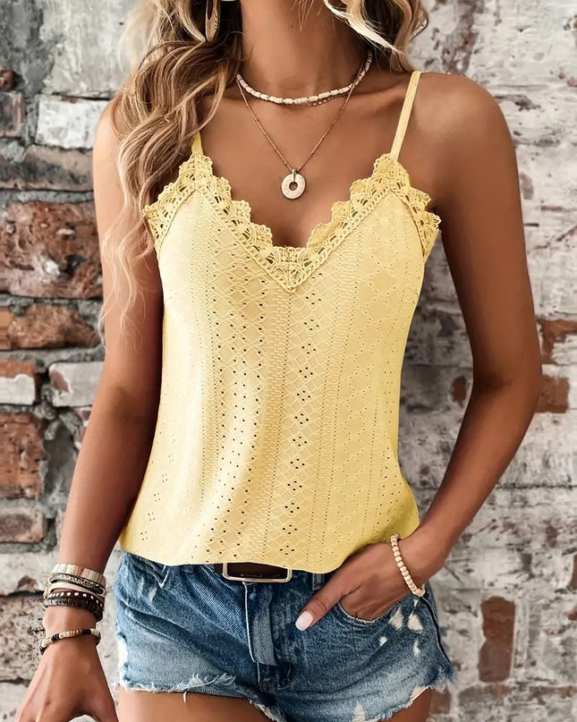 Sizzle Öse Kontrast Spitze Cami Top