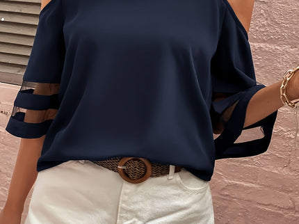 Melis | Off-Shoulder Bluse mit Tüll-Einsatz für Damen