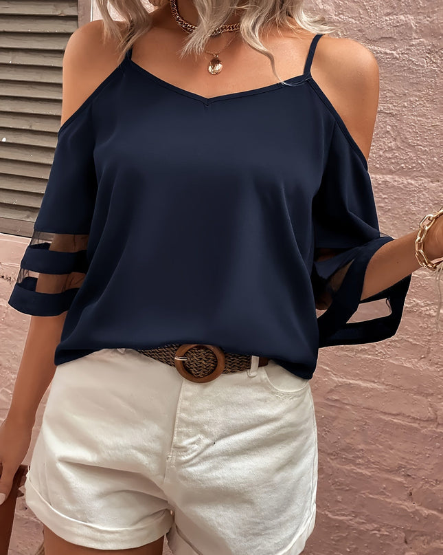 Melis | Off-Shoulder Bluse mit Tüll-Einsatz für Damen