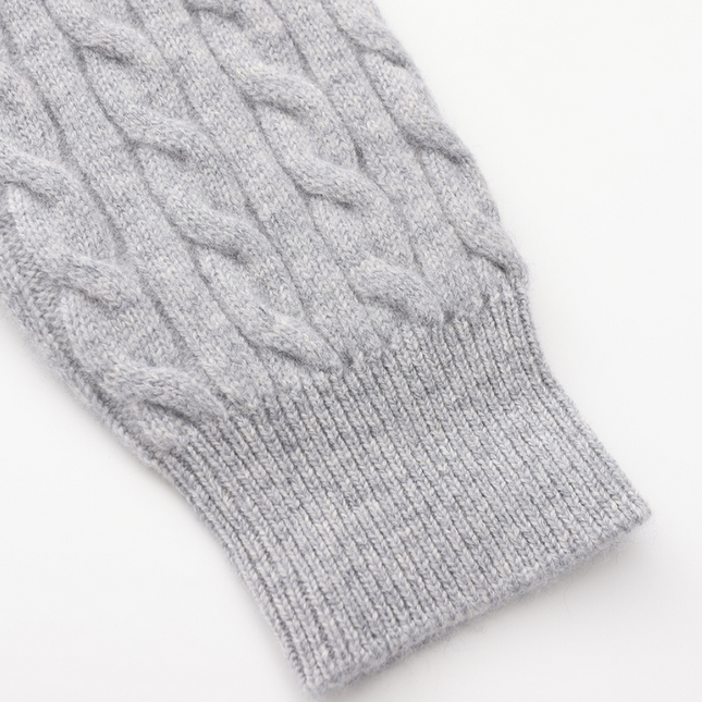 Roman | Chunky knit Herren Chasmere Pullover mit Kabelstrickmuster & Halb Reißverschluss Kragen