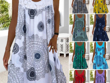 Breezia™ – Sommerliches Ärmelloses Kleid mit Print und Spitzendetails für Damen