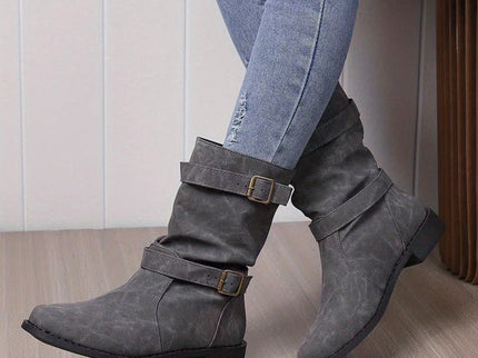 Schicke Leder-Stiefel mit Schnallendetail