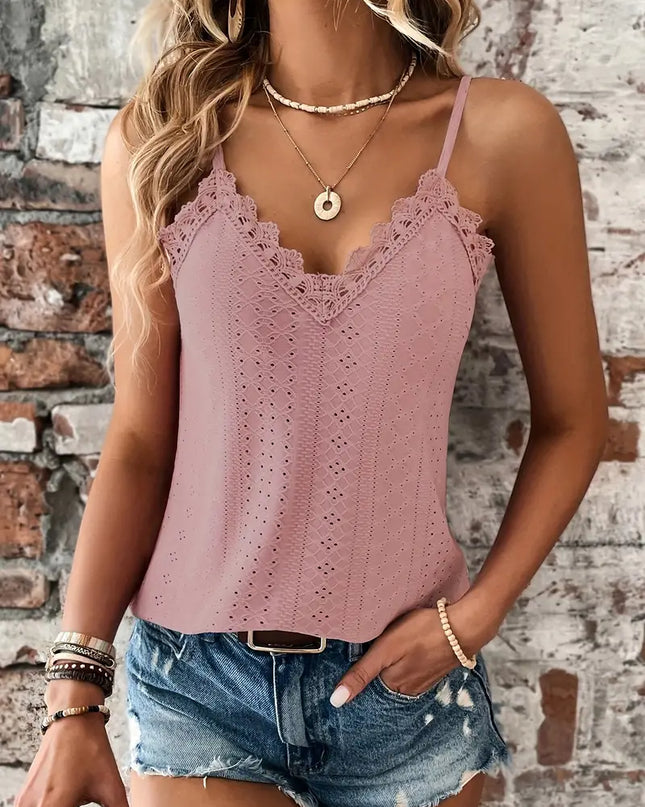 Sizzle Öse Kontrast Spitze Cami Top