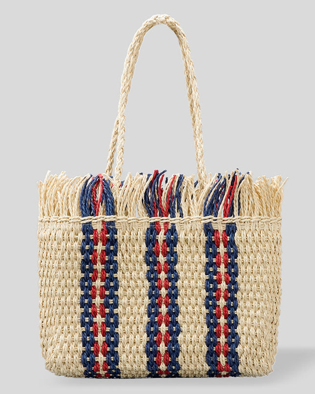 Strahlende Strandtasche aus handgewebten Materialien mit geräumigem Fassungsvermögen