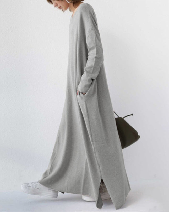 Serenya™ - Modisches Kleid mit langen Ärmeln und V-Ausschnitt
