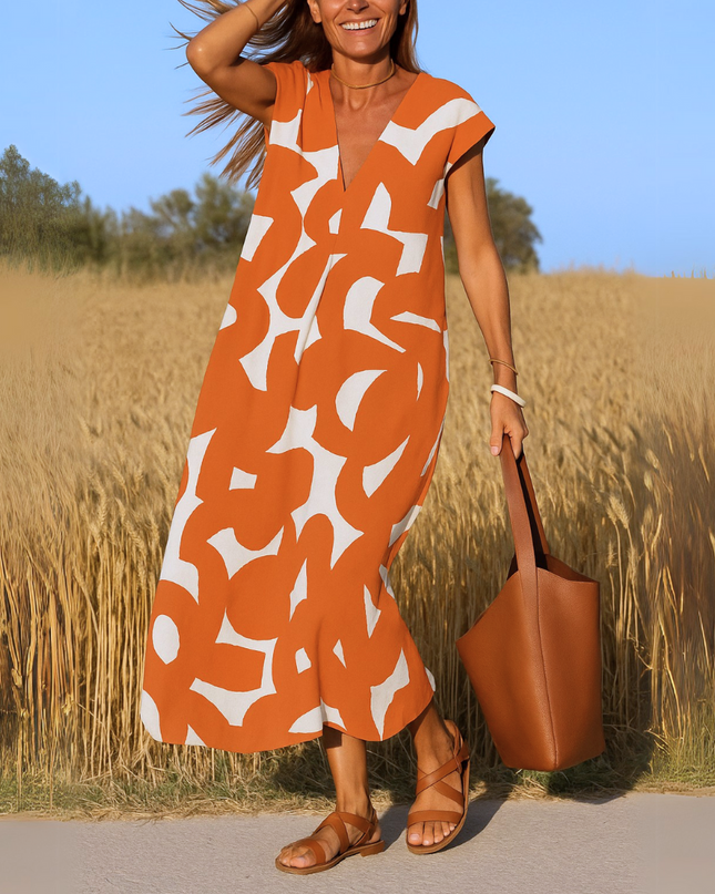 Azura™ – Ibiza Style Bequemes und Fließendes Kleid mit V-Ausschnitt
