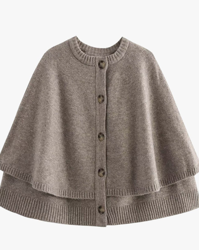 Chloë | Strick-Cape mit Knöpfen und Gestuftem Saum