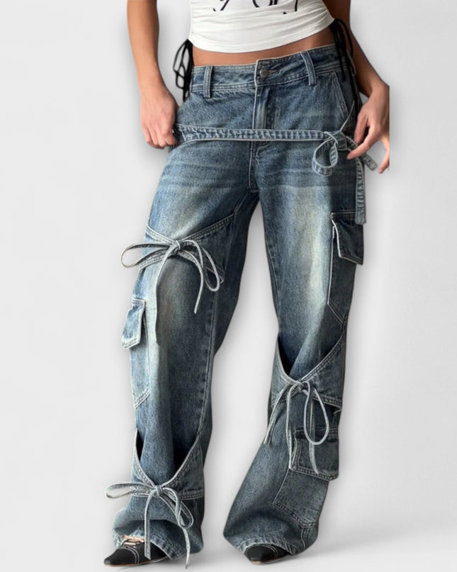 Cindy - Utility Denim Jeans mit Knotendetail