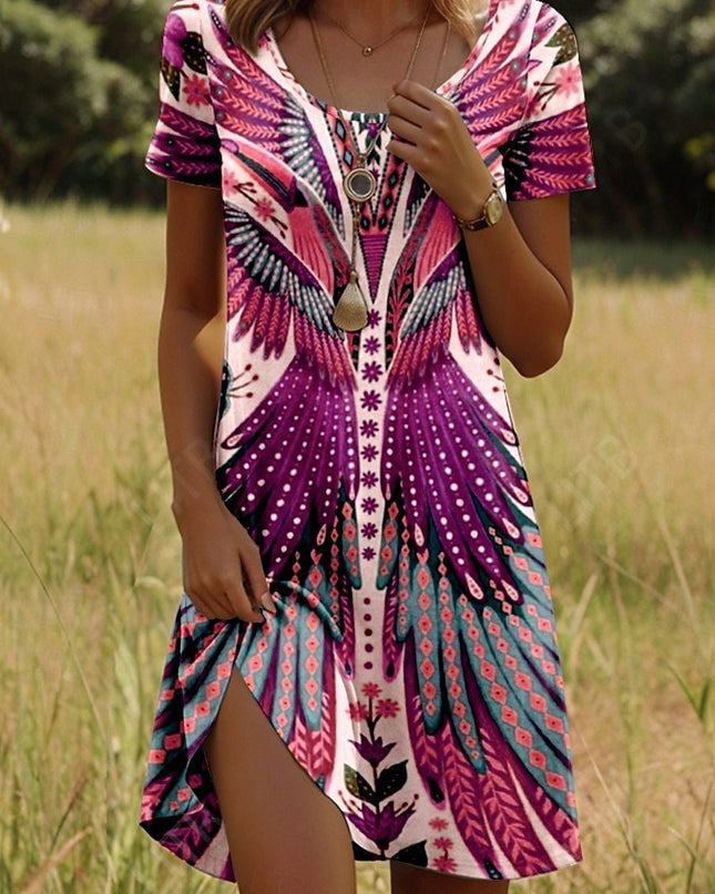 Isla™ – Kleid mit Indisch-inspiriertem Print und Rundhalsausschnitt