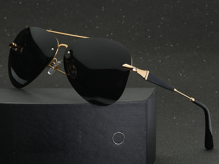 Alec - Stylische schwarze polarisierte Piloten-Sonnenbrille für Männer