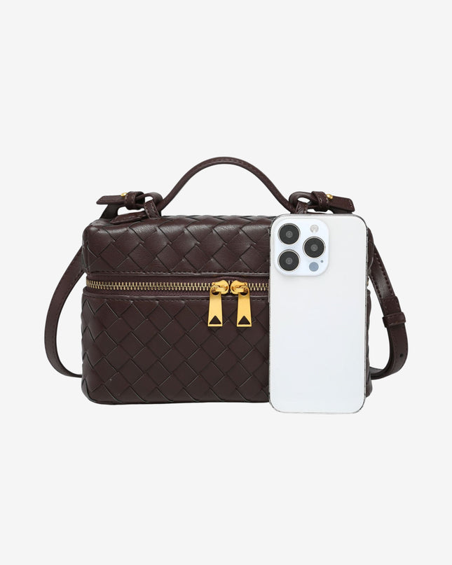 Julia | Strukturierte, glänzende Tasche aus gewebtem Material