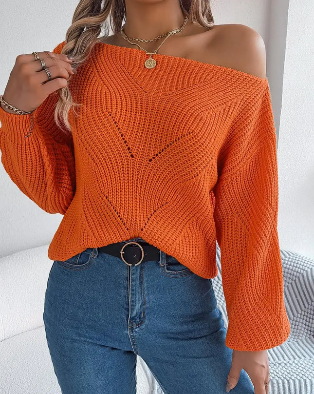 Jackie - Trendiger Off-Shoulder-Strickpullover für einen schicken Auftritt