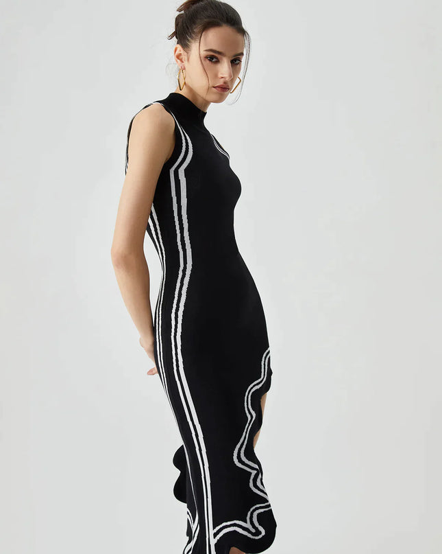 Asymmetrisches Strickkleid