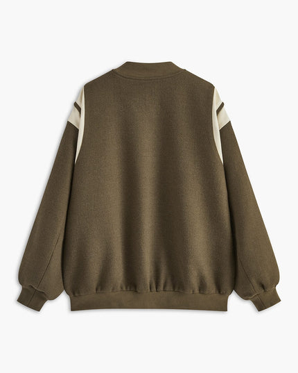 Molly | Lässige Varsity-Jacke im Retro-Stil mit gestreiften Ärmeldetails und gerippten Bündchen