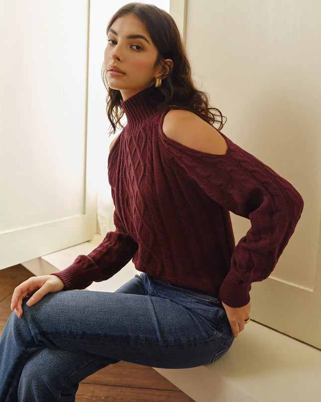 Eva | Schulterfreier Karierter Pullover