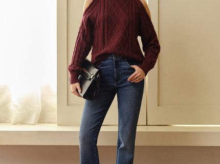 Eva | Schulterfreier Karierter Pullover