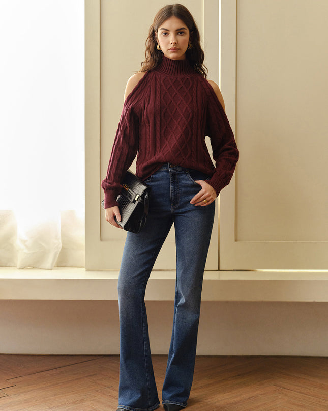 Eva | Schulterfreier Karierter Pullover