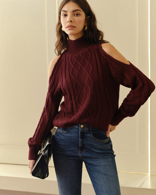 Eva | Schulterfreier Karierter Pullover