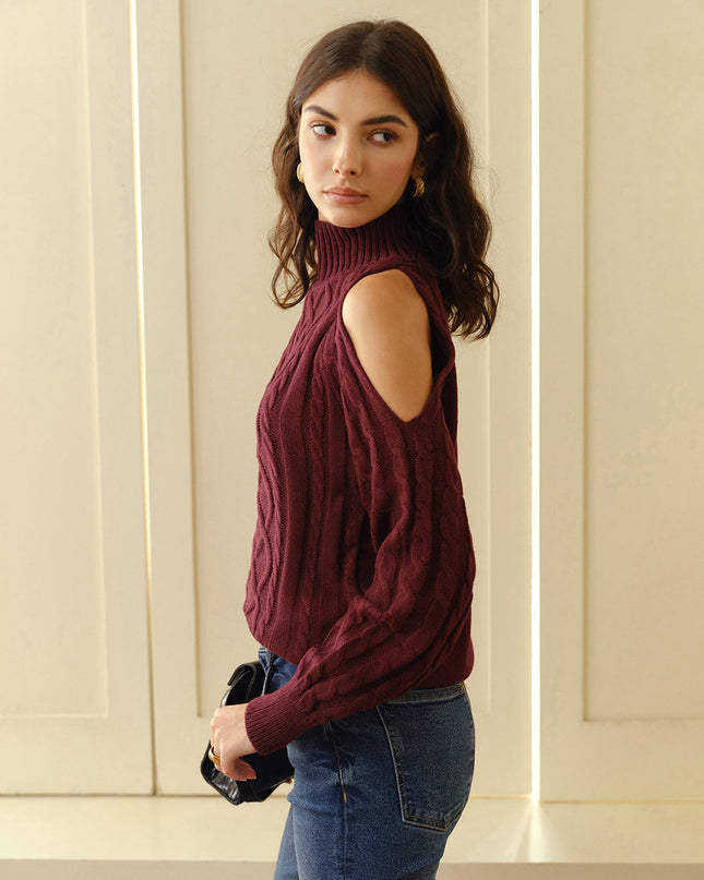 Eva | Schulterfreier Karierter Pullover