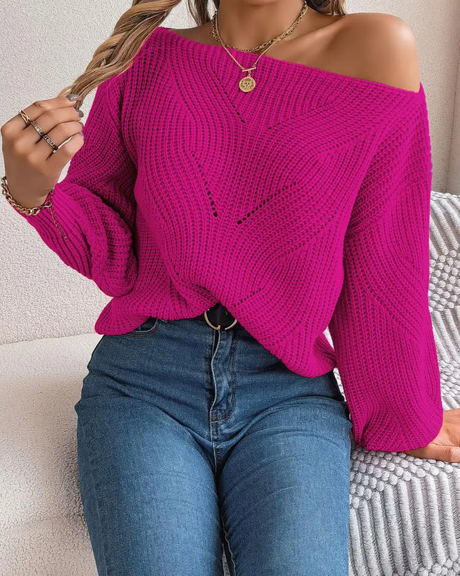 Jackie - Trendiger Off-Shoulder-Strickpullover für einen schicken Auftritt