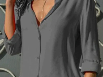 Oona | Elegante Bluse mit Knopfleiste & Hemdkragen – Perfekt für Business & Alltag