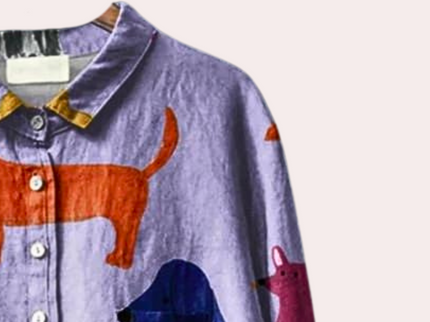 Sommerfeld | Lange Damenbluse mit verspieltem Hundeprint
