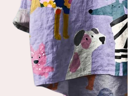 Sommerfeld | Lange Damenbluse mit verspieltem Hundeprint