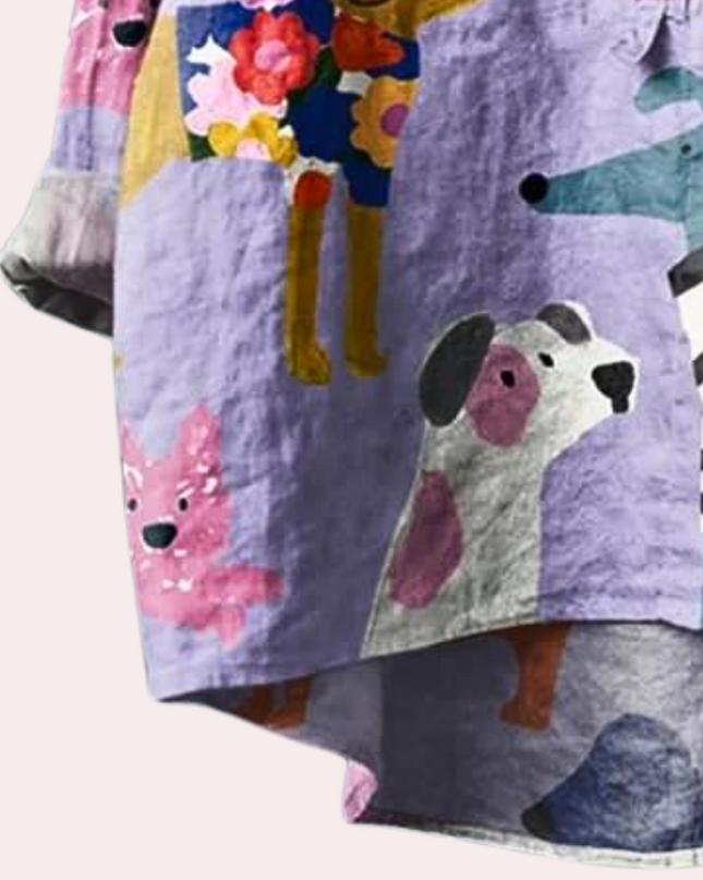 Sommerfeld | Lange Damenbluse mit verspieltem Hundeprint