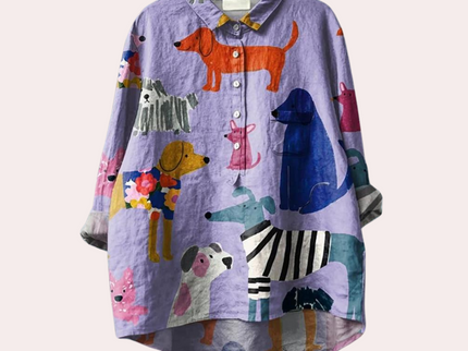 Sommerfeld | Lange Damenbluse mit verspieltem Hundeprint