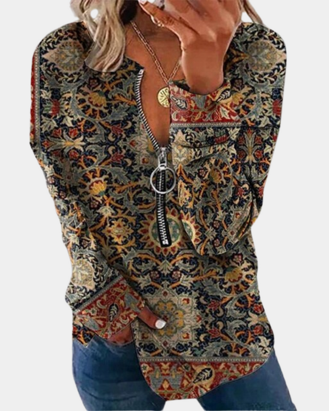 Damenpullover mit Vintage-Print für einen zeitlosen Look