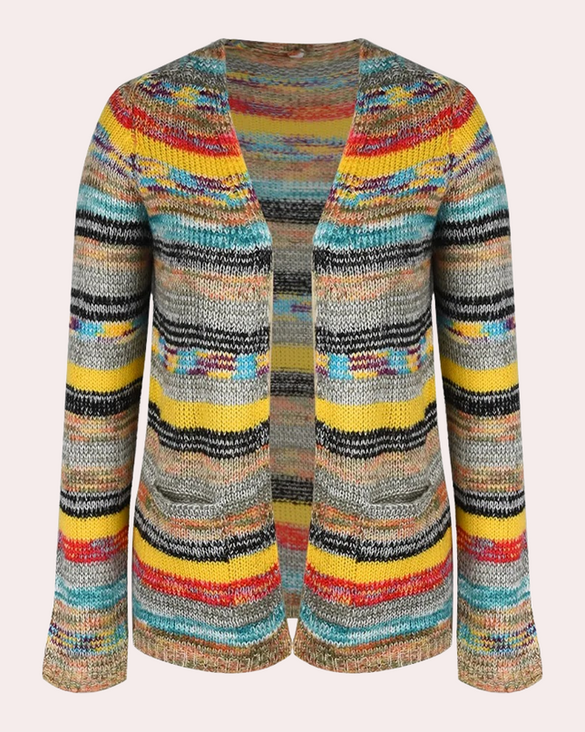 Lina - Lebendige Strickjacke für Damen mit modischem V-Ausschnitt