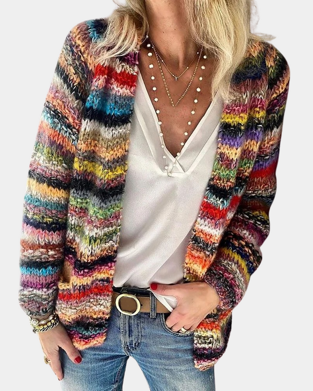 Lina - Lebendige Strickjacke für Damen mit modischem V-Ausschnitt