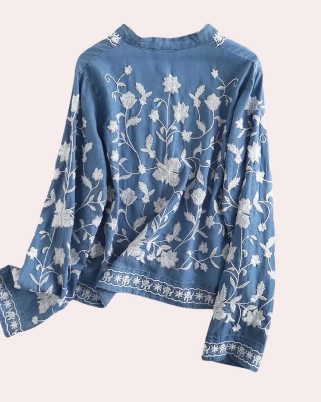 Breanne - Elegante bestickte Damenstrickjacke mit Blumendessin