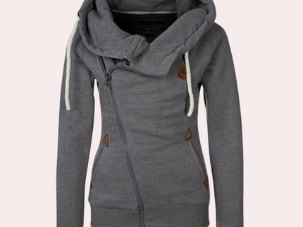 Kanny - Stylischer Damenpullover mit Reißverschluss und bequemer Kapuze