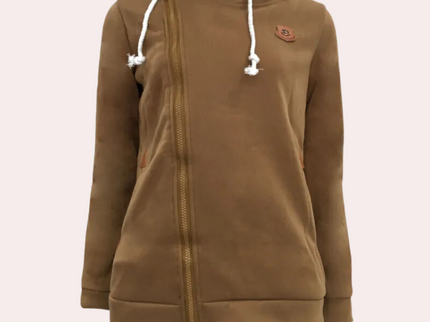 Kanny - Stylischer Damenpullover mit Reißverschluss und bequemer Kapuze