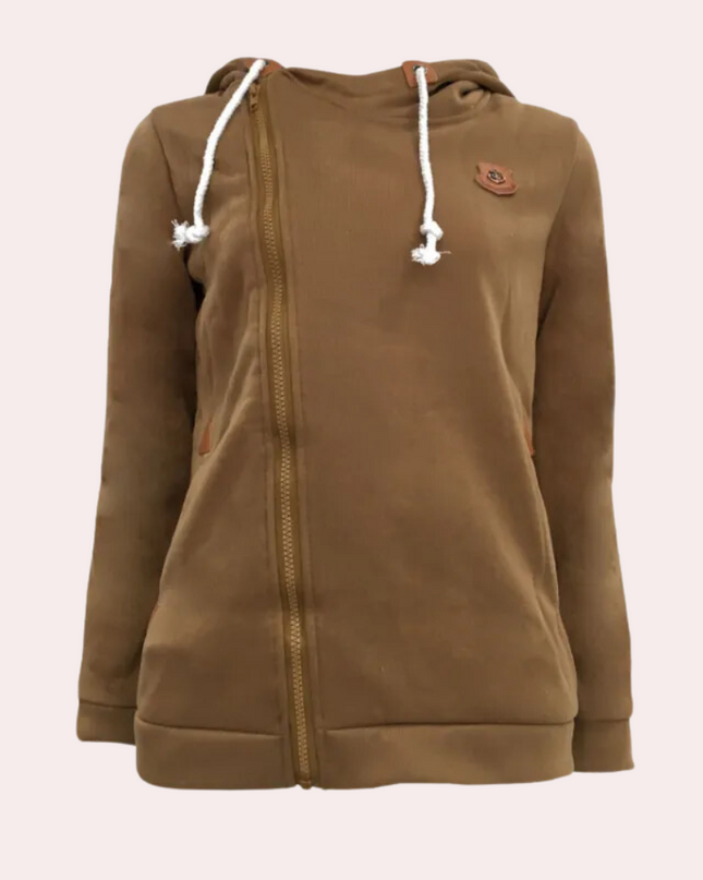 Kanny - Stylischer Damenpullover mit Reißverschluss und bequemer Kapuze
