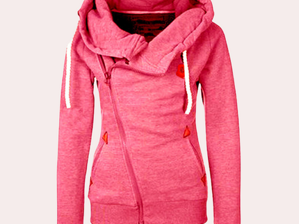 Kanny - Stylischer Damenpullover mit Reißverschluss und bequemer Kapuze