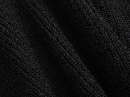 Ella | Schwarzer Strick-Cardigan mit Denim-Patches – Der perfekte Mix aus Komfort und Stil
