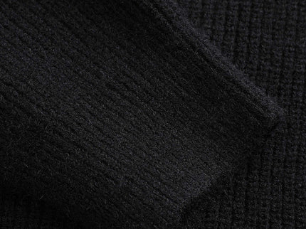 Ella | Schwarzer Strick-Cardigan mit Denim-Patches – Der perfekte Mix aus Komfort und Stil