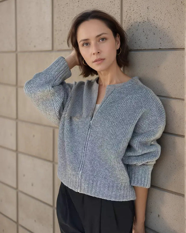 Mia | Strickjacke mit Langarm und Reißverschluss