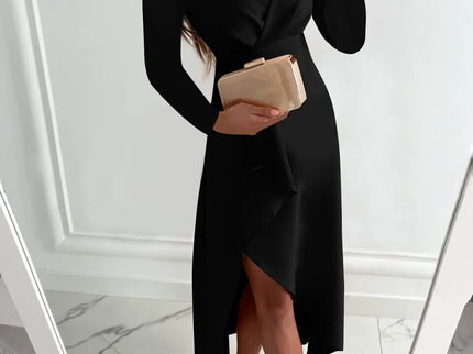 Jurey™ – Elegantes Midikleid mit V-Ausschnitt und Schlitzdesign