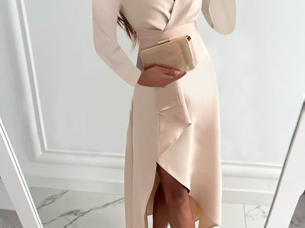 Jurey™ – Elegantes Midikleid mit V-Ausschnitt und Schlitzdesign