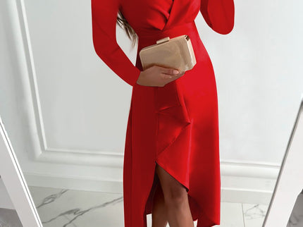 Jurey™ – Elegantes Midikleid mit V-Ausschnitt und Schlitzdesign