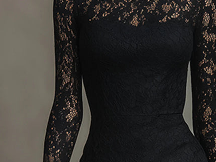Veronika | Schwarzes Spitzen-Maxikleid