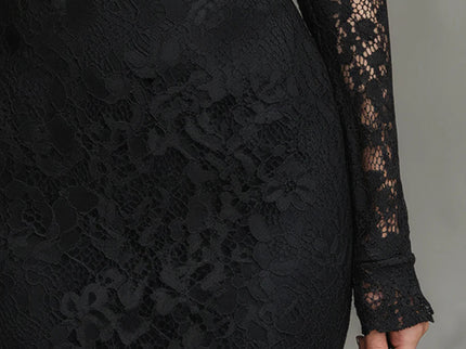 Veronika | Schwarzes Spitzen-Maxikleid